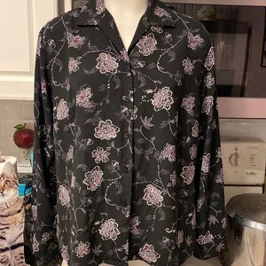 C womens Laura Scott floral long sleeve button down plus size blouse 16W